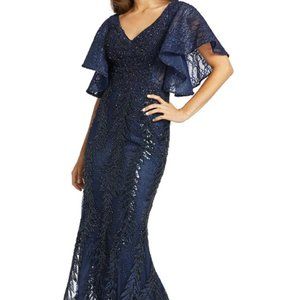 MAC DUGGAL EMBELLISHED FLUTTER SLEEVE EVENING DRESS - Size 6 NWT